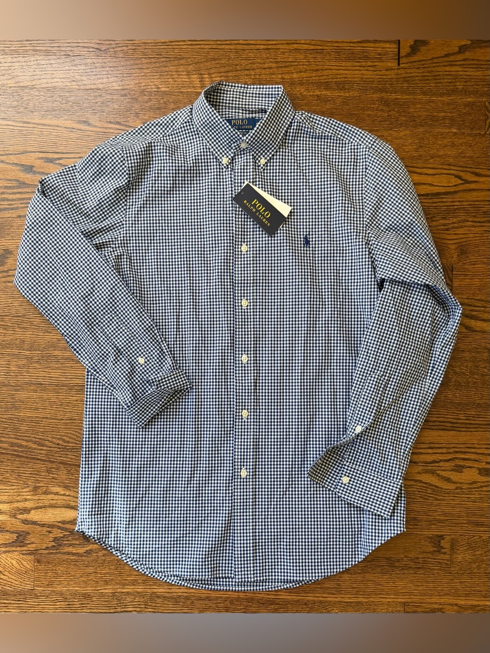 Ralph Lauren Men's Blue Gingham Button-Down Shirt Classic Fit NWT size Medium